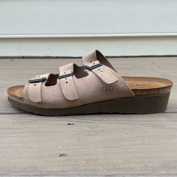 Naot Footwear Austin Sand Stone Suede Triple Strap Slide Sandals size 42 - Picture 8 of 14